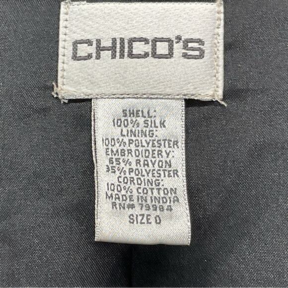 Chico's Blazer Women's Size 0 XS/4 Gold/Tan Silk Embroidered Embellished Career - Picture 2 of 10